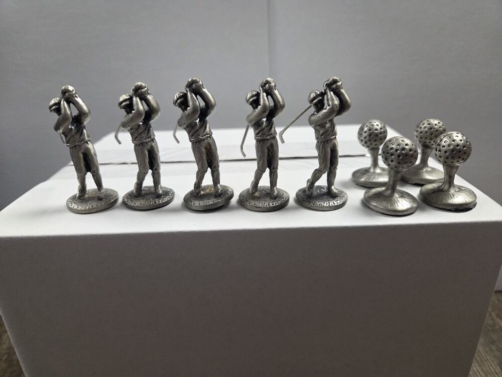 Golfer Figurines in Collectible Pewter Metalware Minis Lot Of 9